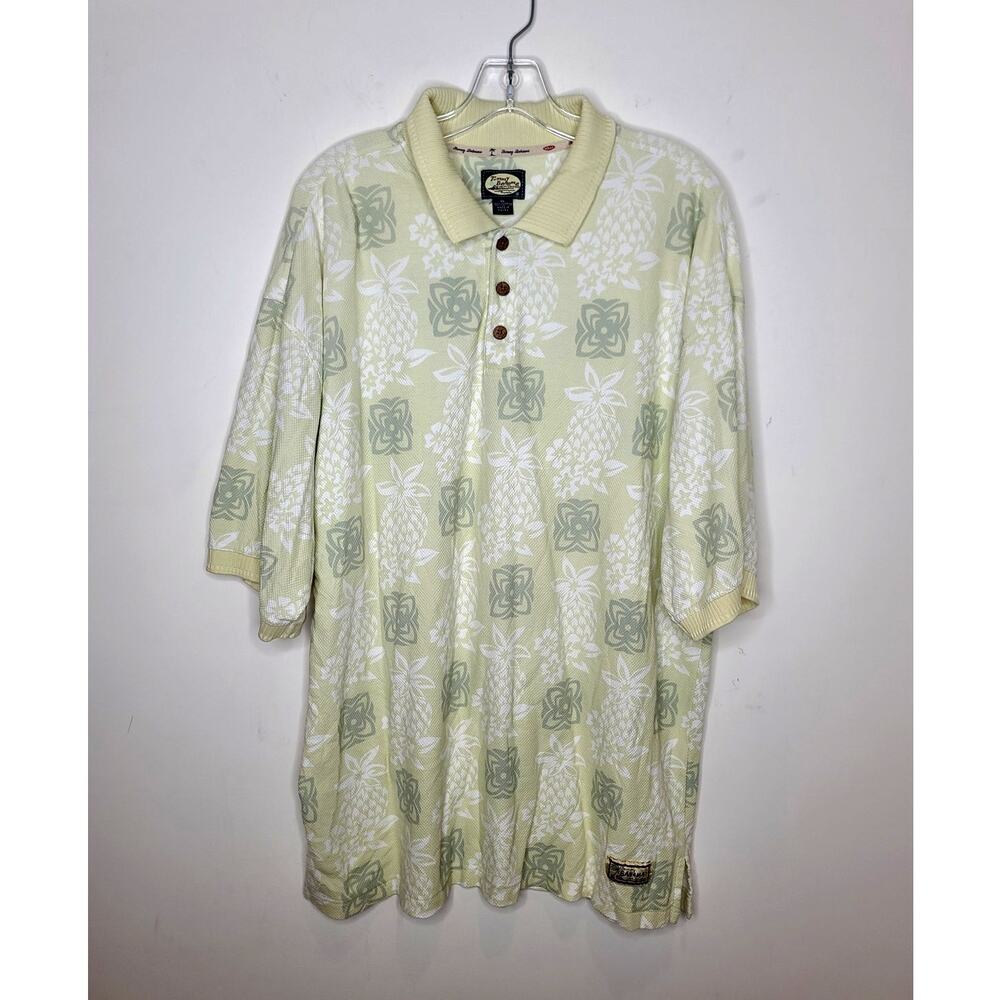Tommy Bahama Relax cotton yellow white pineapple short sleeve polo shirt - XL